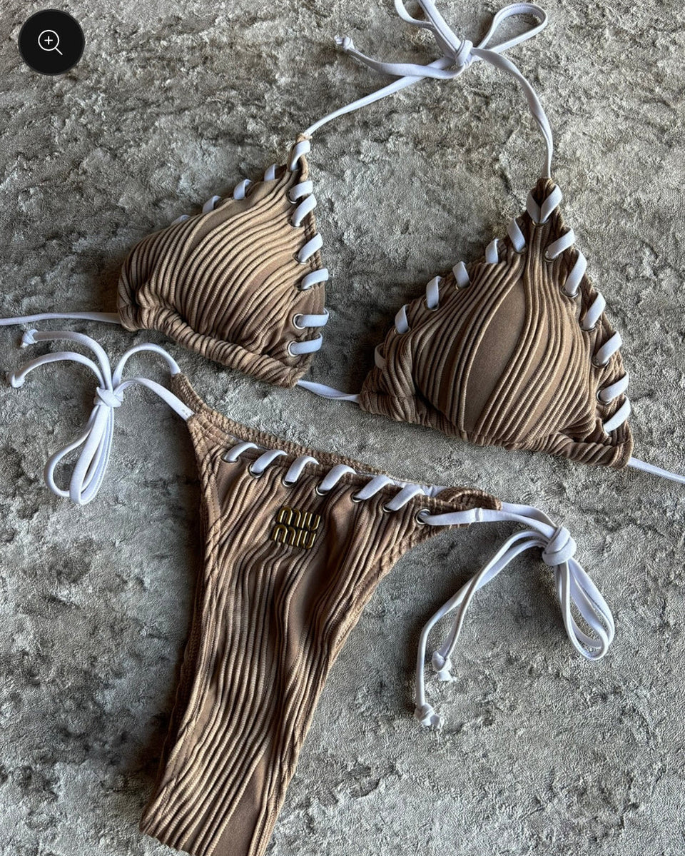 MIUE BROWN WHITE BIKINI