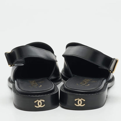 Slingback Flache Schwarz Loafer